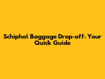 Schiphol Baggage Drop-off: Your Quick Guide