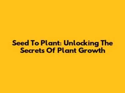 Seed To Plant: Unlocking The Secrets Of Plant Growth