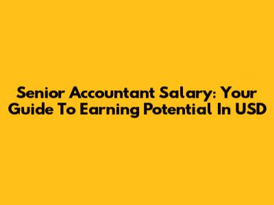 Senior Accountant Salary: Your Guide To Earning Potential In USD