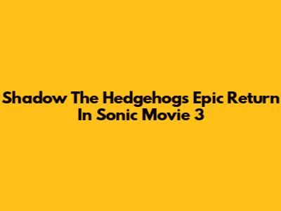 Shadow The Hedgehog's Epic Return In Sonic Movie 3