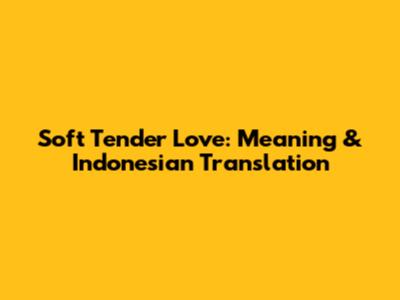 Soft Tender Love: Meaning & Indonesian Translation