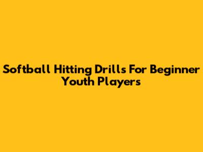 Softball Hitting Drills For Beginner Youth Players