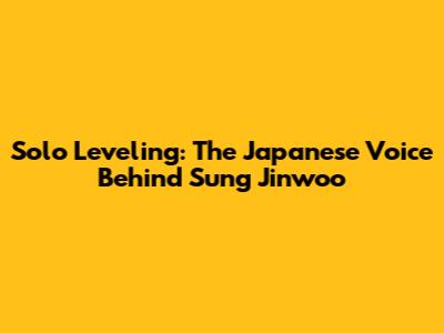 Solo Leveling: The Japanese Voice Behind Sung Jinwoo