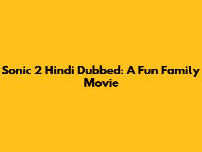 Sonic 2 Hindi Dubbed: A Fun Family Movie