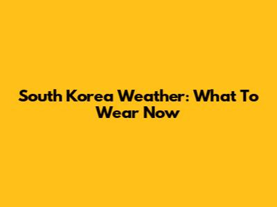 South Korea Weather: What To Wear Now