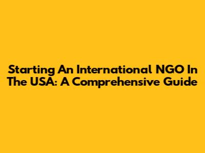Starting An International NGO In The USA: A Comprehensive Guide
