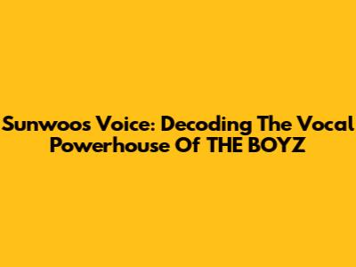 Sunwoo's Voice: Decoding The Vocal Powerhouse Of THE BOYZ