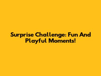 Surprise Challenge: Fun And Playful Moments!