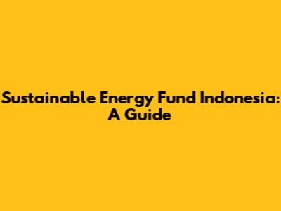 Sustainable Energy Fund Indonesia: A Guide