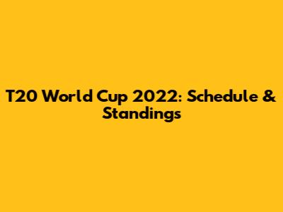 T20 World Cup 2022: Schedule & Standings