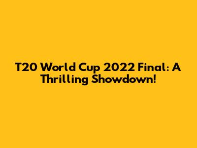 T20 World Cup 2022 Final: A Thrilling Showdown!