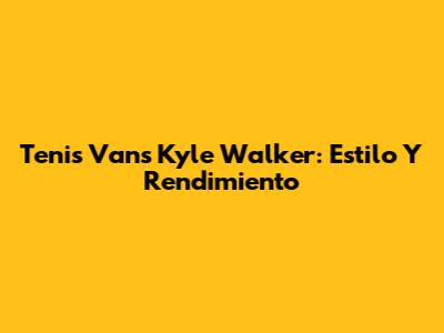 Tenis Vans Kyle Walker: Estilo Y Rendimiento