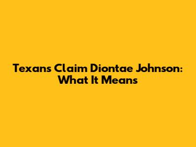 Texans Claim Diontae Johnson: What It Means