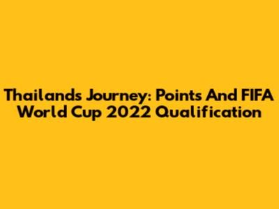 Thailand's Journey: Points And FIFA World Cup 2022 Qualification