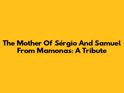 The Mother Of Sérgio And Samuel From Mamonas: A Tribute
