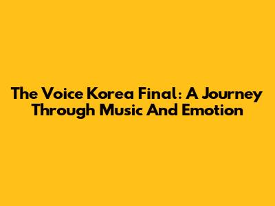 The Voice Korea Final: A Journey Through Music And Emotion