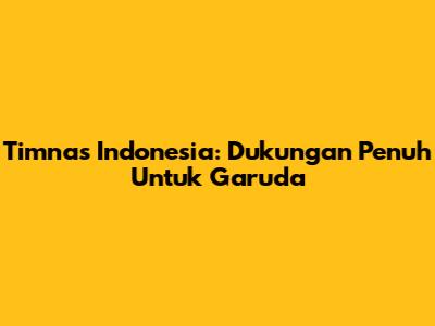 Timnas Indonesia: Dukungan Penuh Untuk Garuda