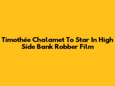 Timothée Chalamet To Star In 'High Side' Bank Robber Film