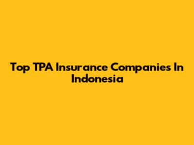 Top TPA Insurance Companies In Indonesia