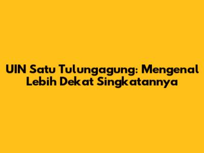 UIN Satu Tulungagung: Mengenal Lebih Dekat Singkatannya