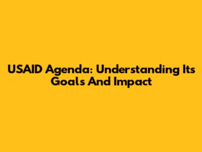 USAID Agenda: Understanding Its Goals And Impact