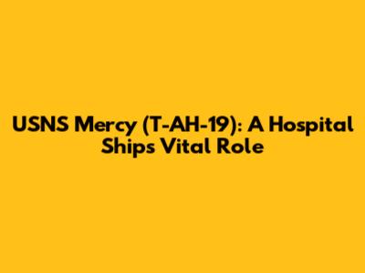 USNS Mercy (T-AH-19): A Hospital Ship's Vital Role