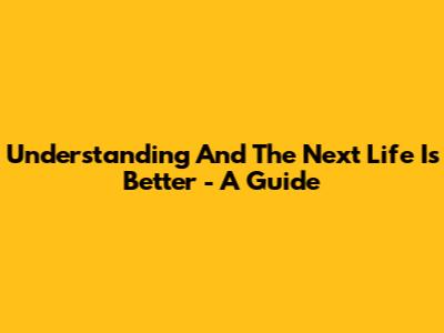 Understanding 'And The Next Life Is Better' - A Guide