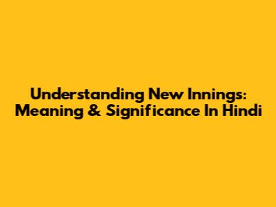 Understanding 'New Innings': Meaning & Significance In Hindi