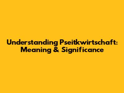 Understanding 'Pseitkwirtschaft': Meaning & Significance