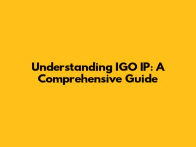 Understanding IGO IP: A Comprehensive Guide