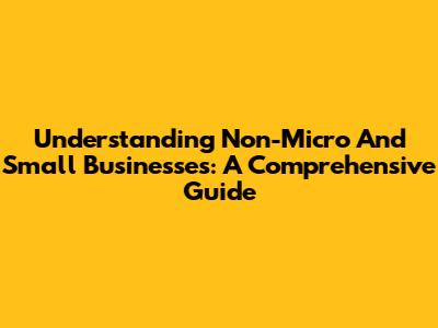 Understanding Non-Micro And Small Businesses: A Comprehensive Guide