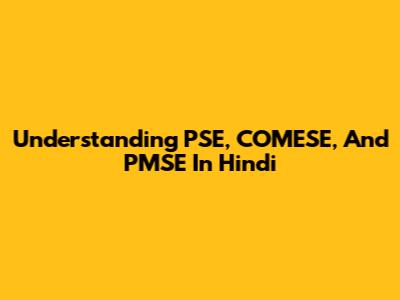 Understanding PSE, COMESE, And PMSE In Hindi