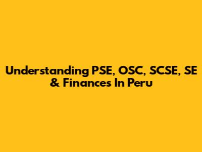 Understanding PSE, OSC, SCSE, SE & Finances In Peru