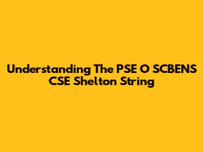 Understanding The PSE "O" SCBENS CSE Shelton String
