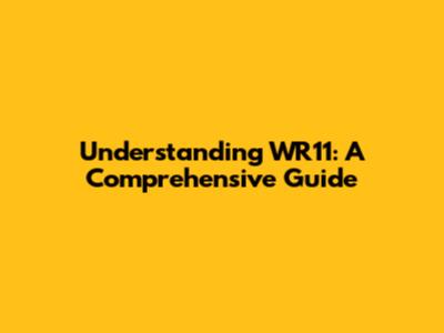 Understanding WR11: A Comprehensive Guide
