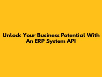 Unlock Your Business Potential With An ERP System API