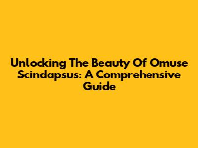 Unlocking The Beauty Of Omuse Scindapsus: A Comprehensive Guide