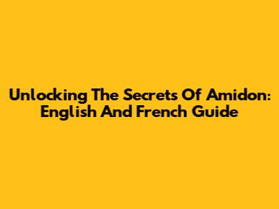 Unlocking The Secrets Of Amidon: English And French Guide