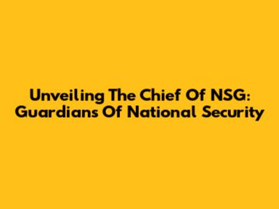 Unveiling The Chief Of NSG: Guardians Of National Security