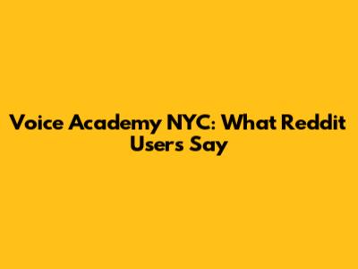 Voice Academy NYC: What Reddit Users Say