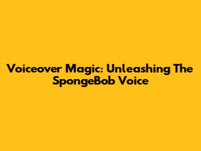 Voiceover Magic: Unleashing The SpongeBob Voice