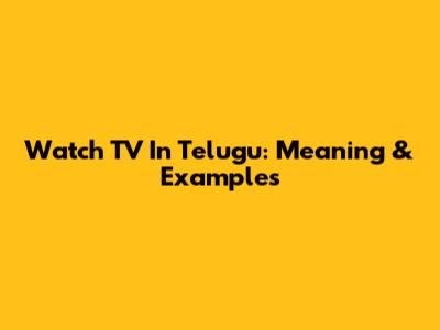 Watch TV In Telugu: Meaning & Examples