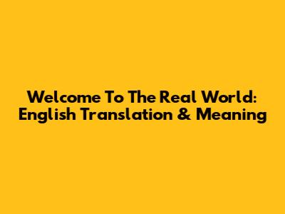 Welcome To The Real World: English Translation & Meaning