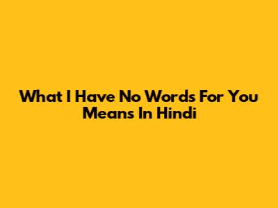 What "I Have No Words For You" Means In Hindi