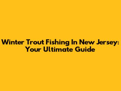 Winter Trout Fishing In New Jersey: Your Ultimate Guide