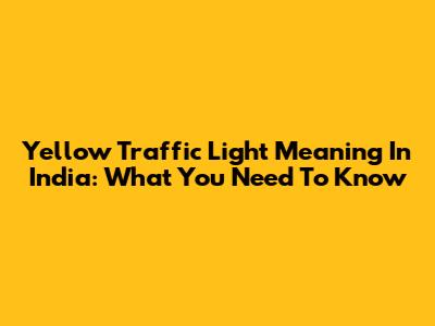Yellow Traffic Light Meaning In India: What You Need To Know