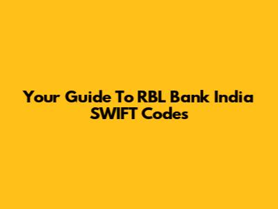Your Guide To RBL Bank India SWIFT Codes