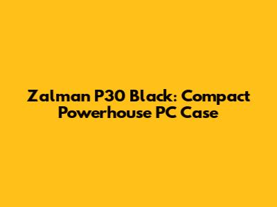 Zalman P30 Black: Compact Powerhouse PC Case