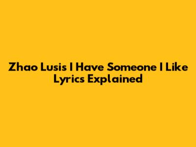 Zhao Lusi's "I Have Someone I Like" Lyrics Explained