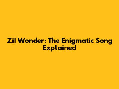 ZiI Wonder: The Enigmatic Song Explained